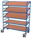 Cordes Euro polcos kocsi ferde polcokkal, 5 polccal, 135 x 66, 5 x 170 cm, kék
