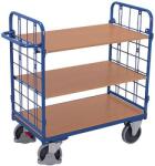 Variofit Polcos kocsi fogantyúval és hálós oldalakkal, 400 kg-ig, 3 polcos, 118 x 103, 5 x 52 cm, kék