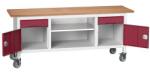 bott Mobil műhelyasztal Bott Verso Storage, 200 x 60 x 83 cm, multiplex, 2 fiók, 1 polc, 2 szekrény, szürke-piros