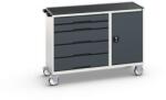 bott Karbantartó fiókos kocsi Bott Verso, 96, 5 x 130 x 55 cm, 5 fiók, szekrény, matrac, szürke-antracit