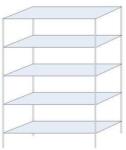 Schulte Design Taranis fém polcállvány, alapkivitel, 200 x 130 x 50 cm, 2 330 kg, 5 polccal, ezüst