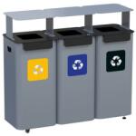 ALDA Modular Hood 3 darabos kültéri fém szemétkosár készlet szelektív hulladékgyűjtésre, 3 x 70 l űrtartalom