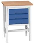 bott Műhelyasztal Bott Verso, 78-93 x 70 x 60 cm, 3 fiókos, multiplex, szürke-kék