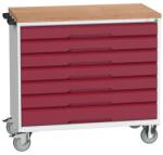 bott Verso mobil íróasztal fiókokkal, 98 x 105 x 60 cm, 7 fiókos, multiplex, szürke-piros