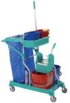 TTS Takarító kocsi karos csavaróval, térfogat 2 x 15 l + 2 x 6 l