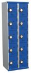 Acial hegesztett öltözőszekrény, 2 oszlopban 10 rekesszel, 300 mm, számkódos zárral, szürke/kék