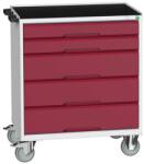 bott Verso mobil íróasztal fiókokkal, 96, 5 x 80 x 55 cm, 5 fiókos, matt, szürke-piros - manutan - 639 128 Ft