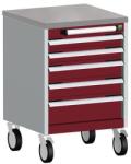 bott Cubio mobil komód, 79 x 52, 5 x 52, 5 cm, 5 fiókos, linóleum, szürke-piros