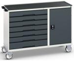 bott Karbantartó fiókos kocsi Bott Verso, 96, 5 x 130 x 55 cm, 7 fiók, szekrény, matrac, szürke-antracit