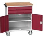 bott Verso mobil íróasztal fiókokkal, 98 x 80 x 60 cm, 2 fiókos, szekrényes, multiplex, szürke-piros