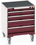 bott Cubio mobil fiókos szekrény, 78, 5 x 65 x 65 cm, 4 fiókos, matt, szürke-piros