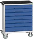 bott Verso mobil íróasztal fiókokkal, 96, 5 x 80 x 55 cm, 7 fiókos, matt, szürke-kék