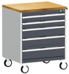 bott Cubio mobil fiókos szekrény, 99 x 80 x 65 cm, 5 fiókos, multiplex, szürke-antracit