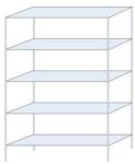 Schulte Design Ogmios fém polcállvány, alapkivitel, 200 x 130 x 40 cm, 1300 kg, 5 polc, 150 kg/polc, horganyzott