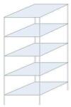 Schulte Design Ogmios fém polcállvány, alapkivitel, 200 x 75 x 80 cm, 1300 kg, 5 polc, 250 kg/polc, horganyzott