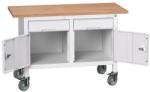 bott Verso Storage mobil műhelyasztal, 125 x 60 x 83 cm, multiplex, 2 fiók, 2 szekrény, szürke-szürke