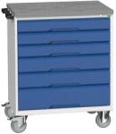 bott Verso mobil íróasztal fiókokkal, 98 x 80 x 60 cm, 6 fiókos, linóleum, szürke-kék