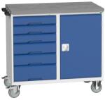 bott Karbantartó fiókos kocsi Bott Verso, 98 x 105 x 60 cm, 6 fiókos, szekrény, linóleum, szürke-kék