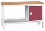 bott Műhelyasztal Bott Verso Weld, 93 x 150 x 60 cm, 1 szekrény, multiplex, szürke-piros - manutan - 539 598 Ft
