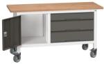 bott Verso Storage mobil műhelyasztal, 150 x 60 x 83 cm, multiplex, 3 fiók, 1 szekrény, szürke-antracit