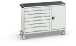 bott Karbantartó fiókos kocsi Bott Verso, 96, 5 x 130 x 55 cm, 7 fiókos, szekrény, matrac, szürke-szürke