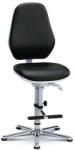 Bimossa Munkahelyi antisztatikus ESD szék Bimos 9146 lábtartóval, szinkron mechanizmussal, siklókkal, műbőr, fekete/szürke