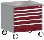 bott Cubio mobil komód, 79 x 80 x 65 cm, 5 fiókos, linóleum, szürke-piros