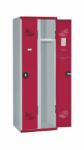 Acial hegesztett öltözőszekrény, 2 rekeszes, 300 mm, forgóretesszel, szürke/piros