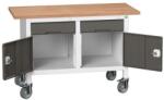 bott Verso Storage mobil műhelyasztal, 125 x 60 x 83 cm, multiplex, 2 fiók, 2 szekrény, szürke-antracit