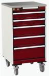 bott Cubio mobil komód, 99 x 52, 5 x 52, 5 cm, 5 fiókos, linóleum, szürke-piros