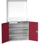 bott Workstation Economy Bott, panellel, 2 polccal, 1 fiókkal, 200 x 105 x 55 cm, szürke-piros