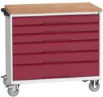 bott Verso mobil íróasztal fiókokkal, 98 x 105 x 60 cm, 6 fiókos, multiplex, szürke-piros