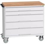 bott Verso mobil íróasztal fiókokkal, 98 x 105 x 60 cm, 5 fiókos, multiplex, szürke-szürke