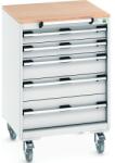 bott Cubio mobil fiókos szekrény, 99 x 65 x 65 cm, 5 fiókos, multiplex, szürke-szürke