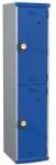 Acial hegesztett öltözőszekrény, 1 oszlopban 2 rekesszel, 400 mm, számkódos zárral, szürke/kék