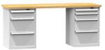 POLAK Műhelyasztal KOMBI NB4825, 2500 x 800 x 880 mm, BÜKK, szürkésszürke
