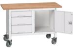 bott Verso Storage mobil műhelyasztal, 125 x 60 x 83 cm, multiplex, 3 fiók, 1 szekrény, szürke-szürke