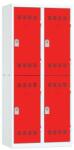 Vinco hegesztett öltözőszekrény, 2 oszlopban 4 rekesszel, 400 mm, hengerzárral, szürke/piros