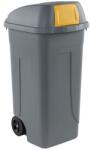 Mobil Plastic Műanyag kültéri hulladékgyűjtő, 100 l űrtartalom, szürke/sárga