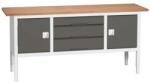bott Verso műhelyasztal, állítható magasságú, 83-93 x 200 x 60 cm, multiplex, 3 fiók, 2 szekrény, szürke-antracit
