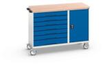 bott Karbantartó fiókos kocsi Bott Verso, 98 x 130 x 60 cm, 7 fiókos, szekrényes, multiplex, szürke-kék