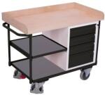 Cordes Műhelykocsi polccal és 4 fiókkal, 95, 5 x 122 x 64 cm, szürke