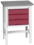 bott Műhelyasztal Bott Verso, 78-93 x 70 x 60 cm, 3 fiók, linóleum, szürke-piros