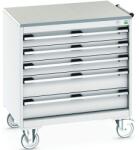 bott Cubio mobil komód, 89 x 80 x 65 cm, 5 fiókos, linóleum, szürke-szürke