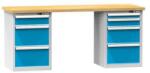 POLAK Műhelyasztal KOMBI NB4820, 2000 x 800 x 880 mm, BÜKK, szürkéskék