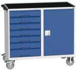 bott Karbantartó fiókos kocsi Bott Verso, 96, 5 x 105 x 55 cm, 7 fiókos, szekrényes, multiplex, szürke-kék