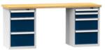 POLAK Műhelyasztal KOMBI NB5825, 2500 x 800 x 890 mm, BÜKK, szürke-sötétkék