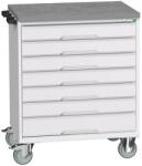 bott Verso mobil íróasztal fiókokkal, 98 x 80 x 60 cm, 7 fiókos, linóleum, szürke-szürke