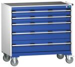 bott Cubio mobil fiókos szekrény, 98, 5 x 105 x 65 cm, 5 fiókos, matt, szürke-kék