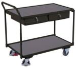 Variofit Polcos kocsi fogantyúval és fiókokkal, 250 kg-ig, 2 polc, 101 x 112, 5 x 62, 5 cm, szürke